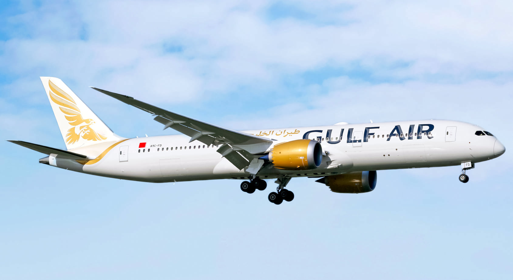 Gulf Air aircraft (GF) — maskapai rute internasional, photo via Wikimedia Commons (Wikipedia summary)