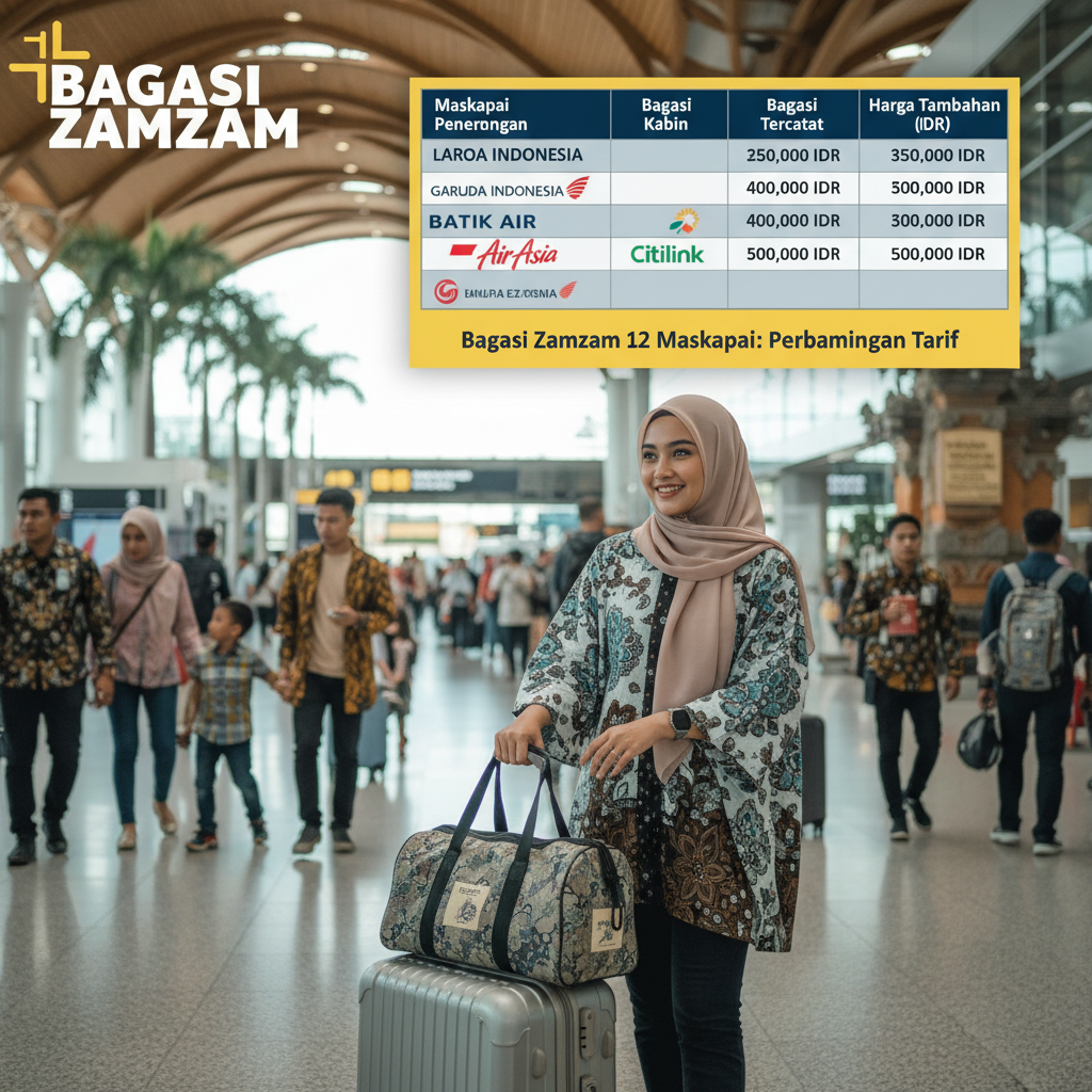 Zamzam Water Baggage Rules 2026: Complete Table for 12 Umrah Airlines (Rp 0 – Rp 200,000/kg)