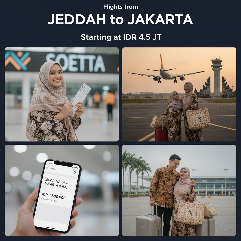 Tiket Jeddah ke Jakarta (JED-CGK) — Maskapai, Harga IDR, Jadwal Umroh 2026