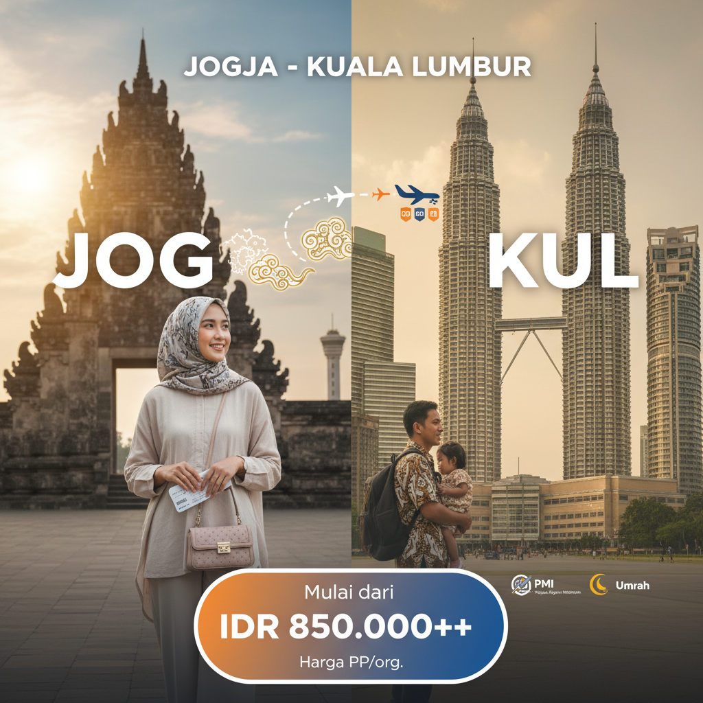 Tiket Pesawat Yogyakarta (JOG) ke Kuala Lumpur (KUL) — Jadwal, Harga IDR, Maskapai PMI | 2026