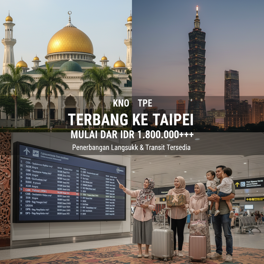 Tiket Pesawat Medan (KNO) ke Taipei (TPE) — Jadwal, Harga IDR, Maskapai PMI | 2026