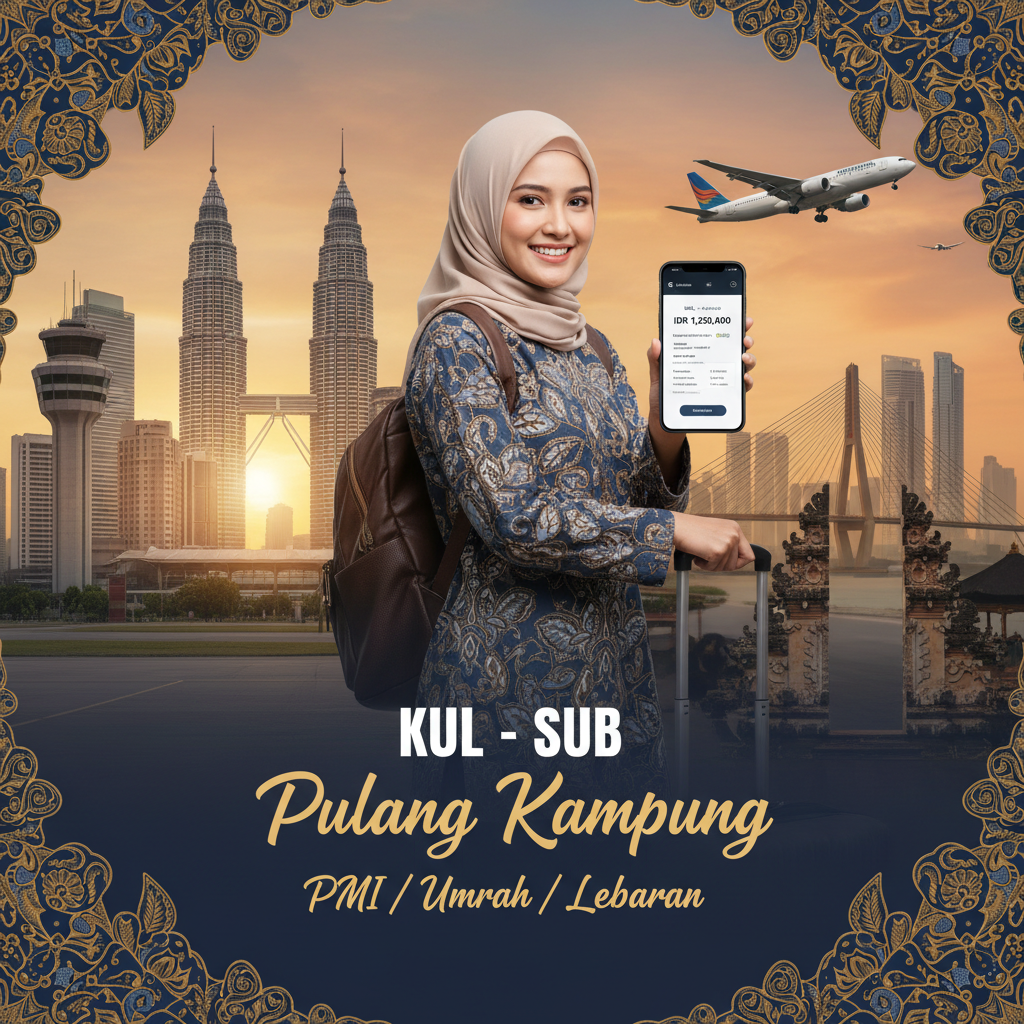 Tiket Pesawat Kuala Lumpur (KUL) ke Surabaya (SUB) — Jadwal, Harga IDR, Maskapai PMI | 2026