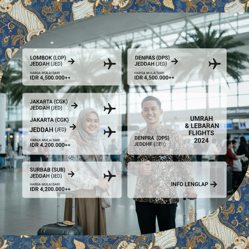 Tiket Lombok ke Jeddah (LOP-JED) — Maskapai, Harga IDR, Jadwal Umroh 2026