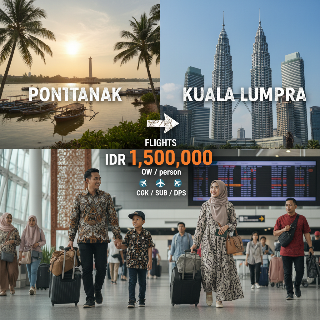 Tiket Pesawat Pontianak (PNK) ke Kuala Lumpur (KUL) — Jadwal, Harga IDR, Maskapai PMI | 2026