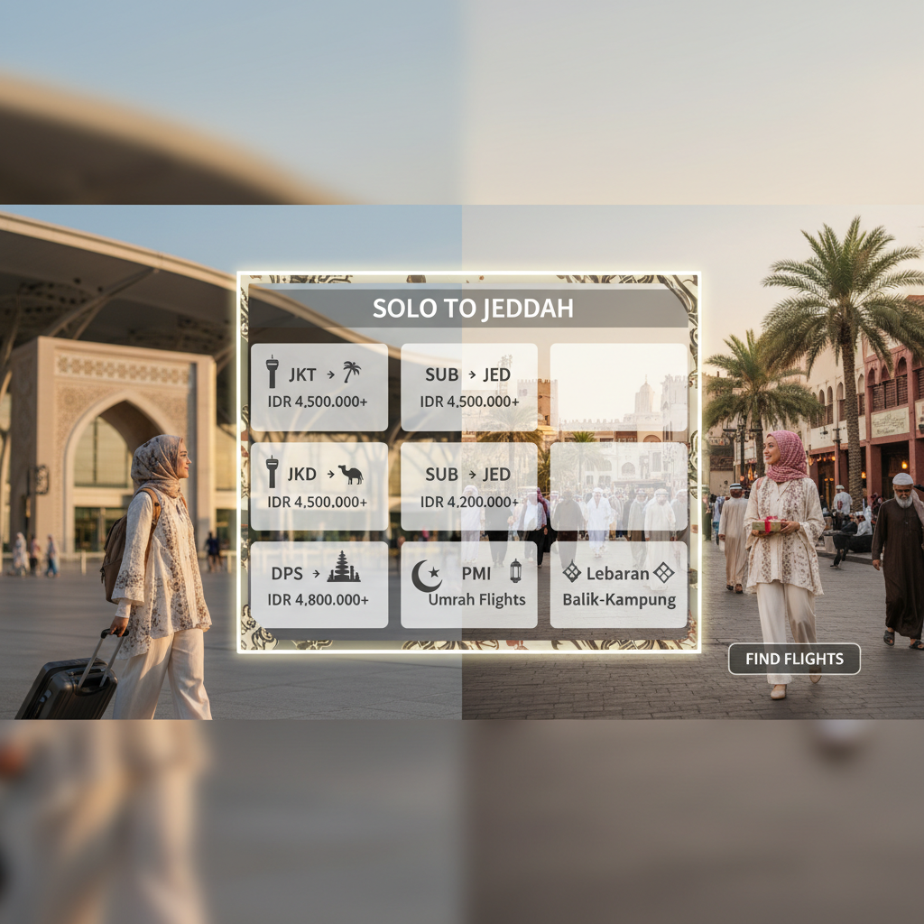 Tiket Solo ke Jeddah (SOC-JED) — Maskapai, Harga IDR, Jadwal Umroh 2026