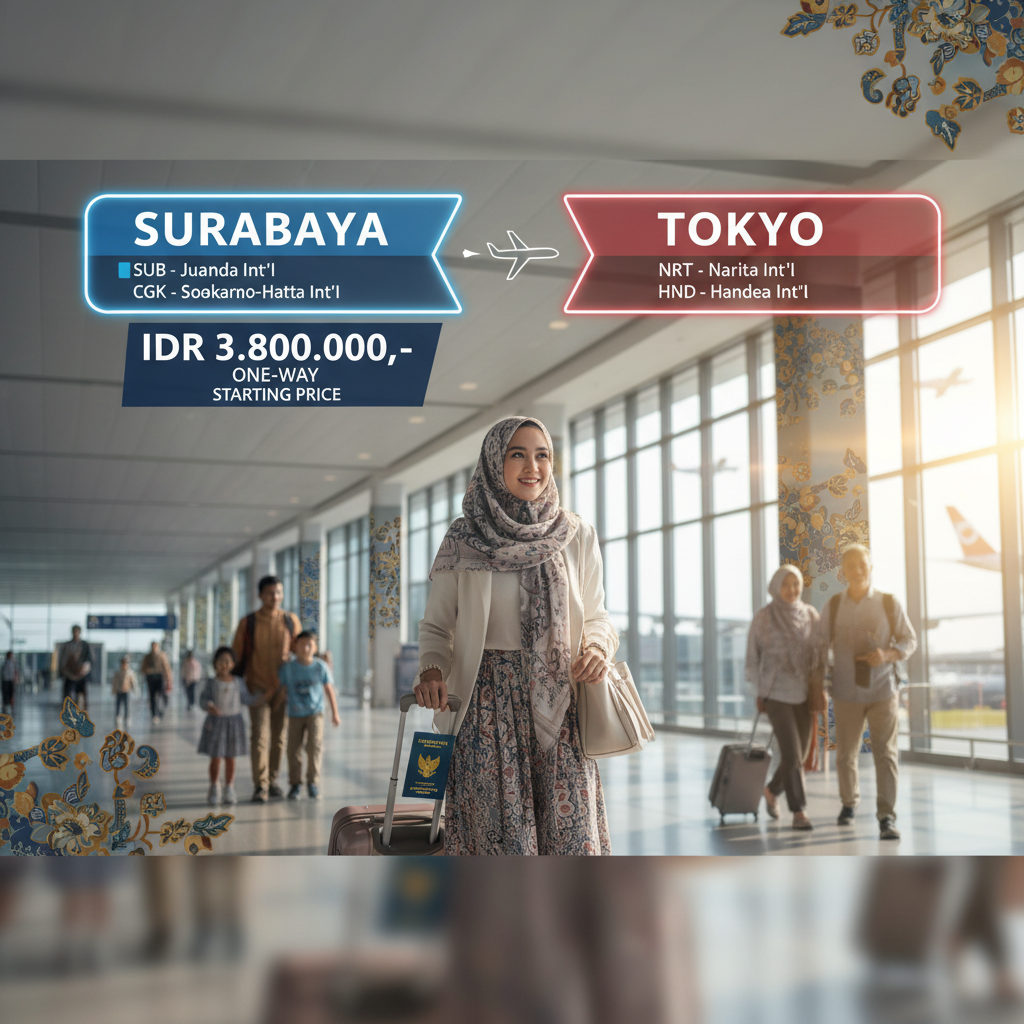 Tiket Pesawat Surabaya ke Tokyo — Jadwal, Maskapai, Harga IDR | 2026