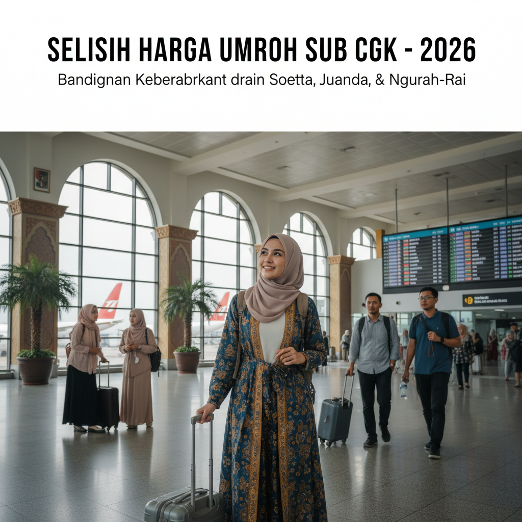 Selisih Harga Umroh dari Surabaya vs Jakarta 2026: Tabel Per-Maskapai, Per-Musim, Per-Pax (Rp 1,2 jt – Rp 9 jt)